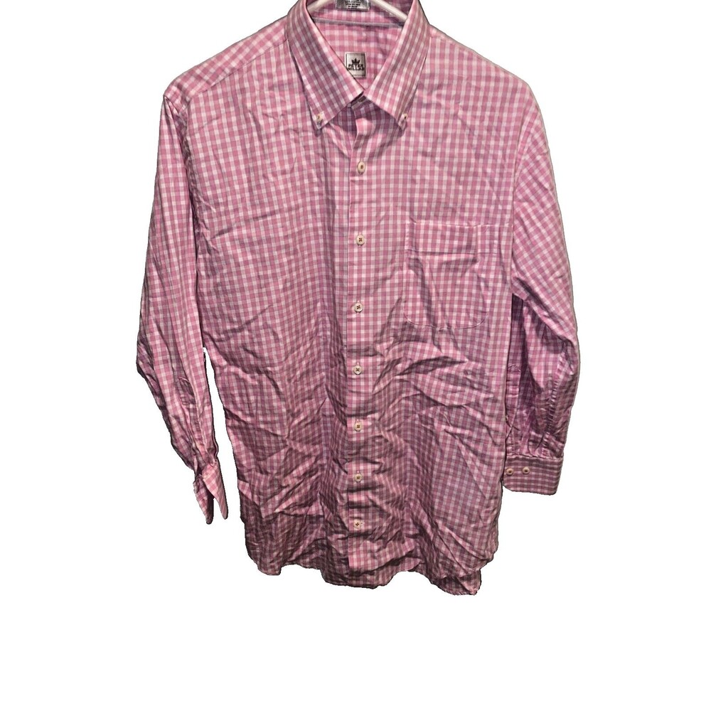 Peter Millar Shirt Men’s SzM Red And White Gingham Check Button Down Long Sleeve